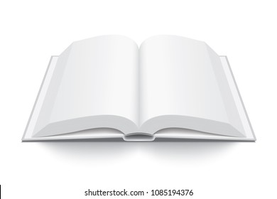 open thick white book with hard cover isolated on white background mock up vector