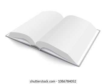 open thick white book with hard cover isolated on white background mock up vector