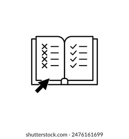 open thin line book like rules icon. concept of easy instruction or education training. linear flat modern simple doc logotype graphic stroke art design web