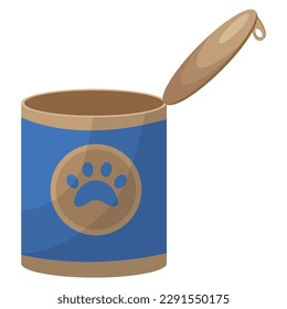 An open tin can. cat and dog food. Vector illustration