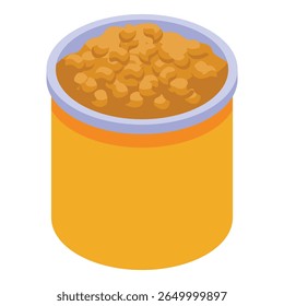Open tin can containing chickpeas isometric icon, great design for any purposes