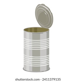 Open tin can icon cartoon vector. Food package. Pack label aluminum