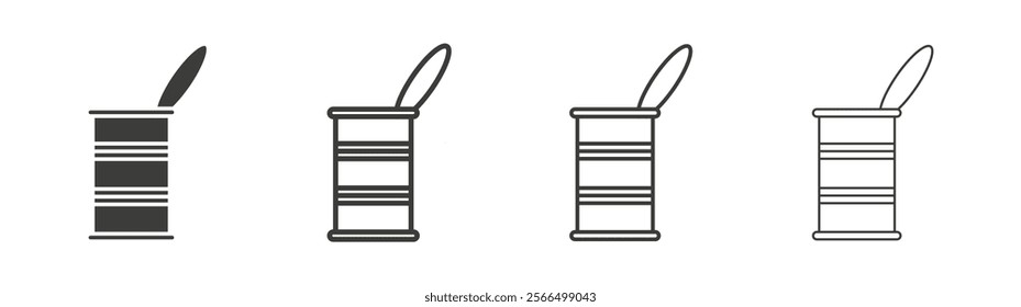 Open tin can icon flat and linear vector illustration on white background.