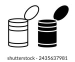 Open tin can icon. can food tin can vector symbol in white background