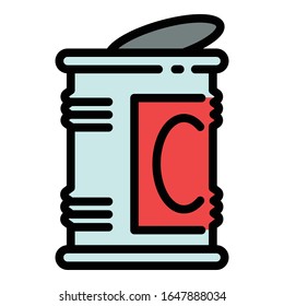 Open tin can icon. Outline open tin can vector icon for web design isolated on white background