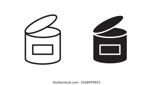 Open tin can icon set vector graphics designs