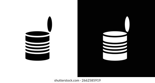 Icono de lata abierta en estilo glifo negro. Ilustración vectorial de colección de silueta.
