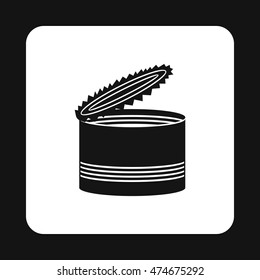 Open tin can icon in simple style isolated on white background. Waste symbol