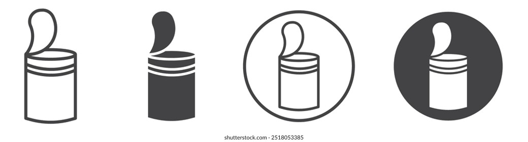 Blechdose Symbol dünne Linie Illustration öffnen