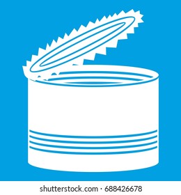 Open tin can icon white isolated on blue background vector illustration