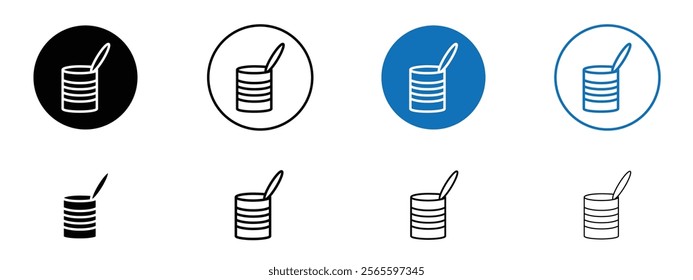 Open tin can icons in black and blue colors