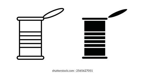 Open tin can icons in black and white colors