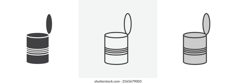 Open tin can icons in black and colored versions