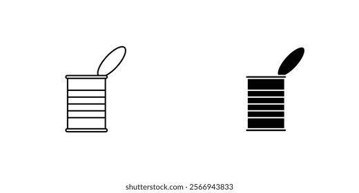 Open tin can icons. black and white vector set.