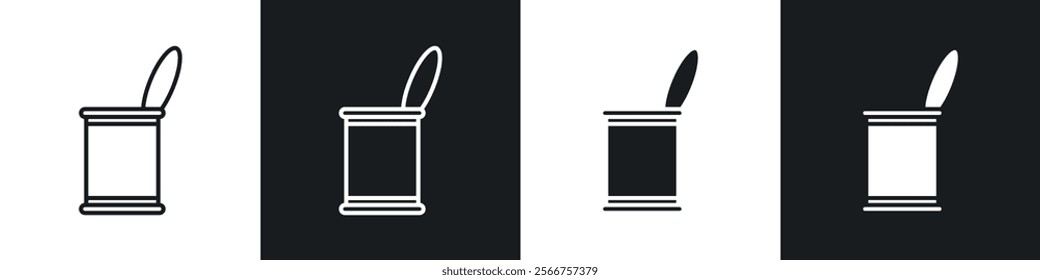 Open tin can icons in Thin line black color. flat simple vector symbols illustration.
