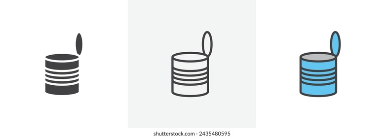 Open Tin Can Isolated Line Icon Style Design. Simple Vector Illustration