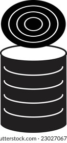open tin can with lid icon on white background. Tin can sign. open can icon symbol. flat style.