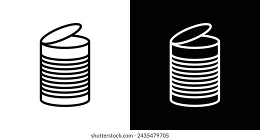 Open Tin Can Line Icon on White Background for web.