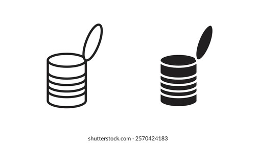 Open tin can vector web icons set