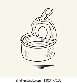 Open tin. Hand drawn vector illustration.