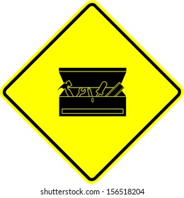 open toolbox with tools sign