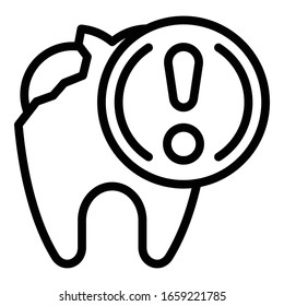 Open tooth exclamation mark icon. Outline open tooth exclamation mark vector icon for web design isolated on white background