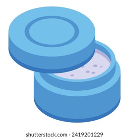 Open tooth powder icon isometric vector. Art color. Product wash