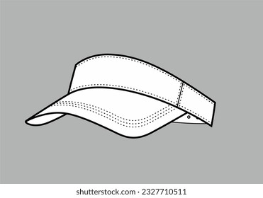 Open top baseball cap flat sketch. Sport hat apparel design. Front view. Accessory CAD mockup. Technical drawing template. Vector illustration.