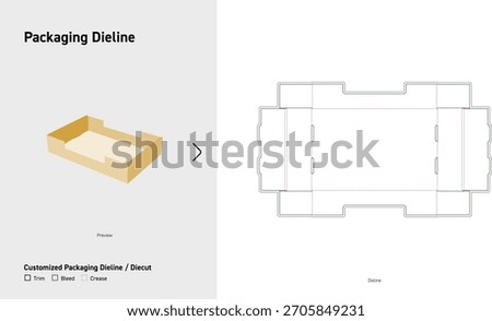 Open Top Display Tray Dieline Flat Packaging Layout