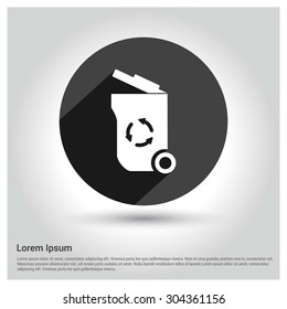 Open trash bin icon. Circle concept web buttons. vector illustration. Flat design style