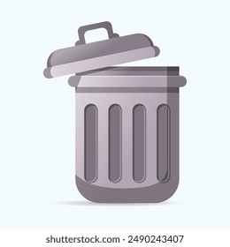 Open trash can flat illustration. garbage illustration