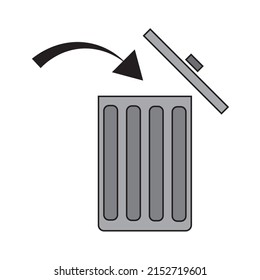 open trash can icon. Outline simple. Recycling Line art. Vector illustration. stock image.