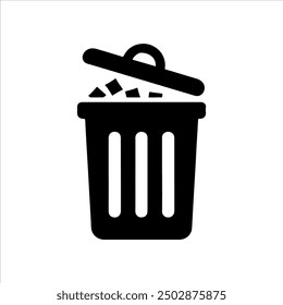 Open trash can icon silhouette vector illustration design on white background.