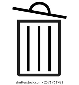 Open trash can icon. Simple graphic representing disposal or deletion.