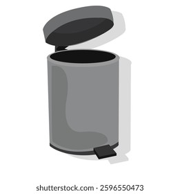 open trash cans.  Metal trash can