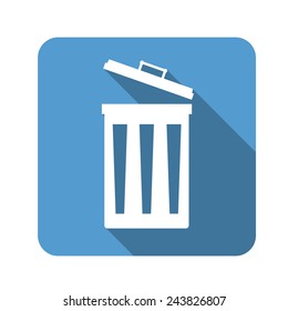 open trash symbol flat icon with long shadow vector illustration