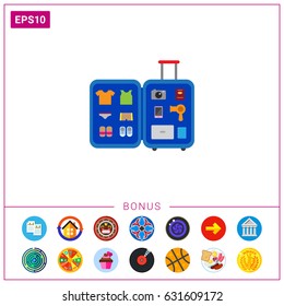 Open travel suitcase icon