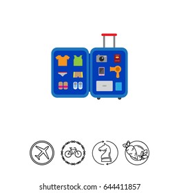 Open travel suitcase icon