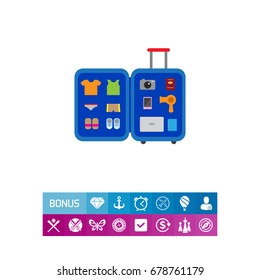 Open travel suitcase icon