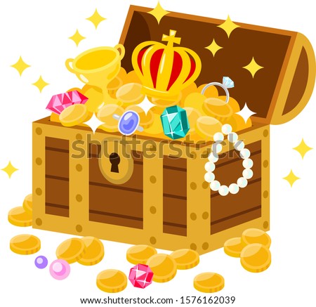 Open treasure box filled with treasures