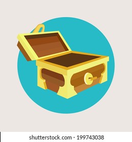 open treasure chest flat design