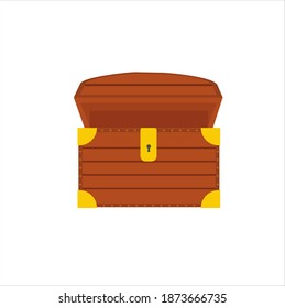 Open treasure chest icon, flat style