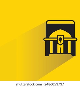 open treasure chest icon with shadow on yellow background