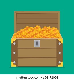 open treasure chest isolated flat design