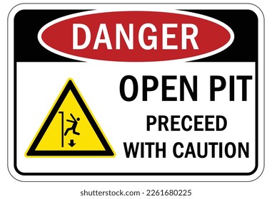 Open trench and pit hazard sign and labels