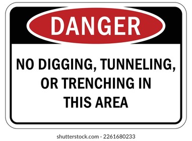 Open trench and pit hazard sign and labels