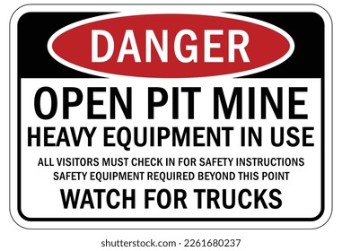 Open trench and pit hazard sign and labels