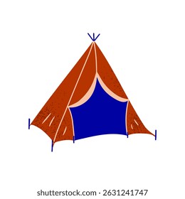 Open triangular shaped camping tent.