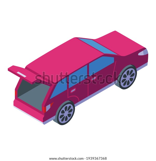 Open trunk car icon.\
Isometric of Open trunk car vector icon for web design isolated on\
white background