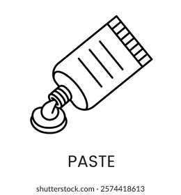 An open tube icon in vector, showing paste being squeezed out, with an editable stroke.